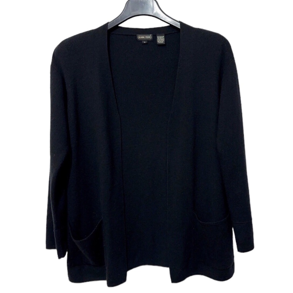 Jeanne Pierre Lambswool Open Front Cardigan Sweater Womens Size Med